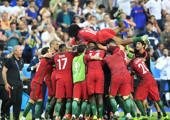 Portugal wins UEFA EURO, EM, Europameisterschaft,Fussball 2016 PARIS, FRANCE - JULY 10: Portugal s Eder celebrates after scoring a goal during the Euro 2016 final football match between Portugal and France at the Stade de France in Saint-Denis, north of Paris, France on July 10, 2016. Ile-de-France France. Editorial use only. Please get in touch for any other usage. Copyright: x2025xAnadoluxMustafaxYalcinx