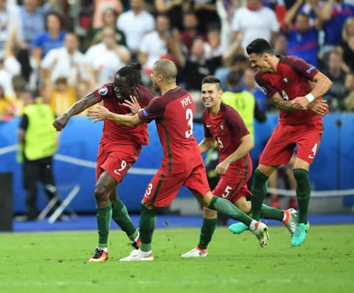 Portugal wins UEFA EURO, EM, Europameisterschaft,Fussball 2016 PARIS, FRANCE - JULY 10: Portugal s Eder celebrates after scoring a goal during the Euro 2016 final football match between Portugal and France at the Stade de France in Saint-Denis, north of Paris, France on July 10, 2016. Ile-de-France France. Editorial use only. Please get in touch for any other usage. Copyright: x2025xAnadoluxMustafaxYalcinx