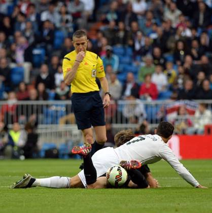 Real Madrid CF v UD Almeria - La Liga MADRID, SPAIN - APRIL 29: Cristiano Ronaldo (7) of Real Madrid CF in action during the La Liga match between Real Madrid CF and UD Almeria at Estadio Santiago Bernabeu on April 29, 2015 in Madrid, Spain. Evrim Aydin Anadolu Agency Madrid Spain. Editorial use only. Please get in touch for any other usage. Copyright: x2025xAnadoluxEvrimxAydınx