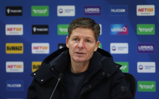 Premier League - Crystal Palace FC v Wolverhampton Wanderers LONDON, ENGLAND, FEBRUARY 21: Oliver Glasner Manager of Crystal Palace during his post match press conference, PK, Pressekonferenz after the match between Crystal Palace FC and Wolverhampton Wanderers FC in the Premier League at Selhurst Park Stadium in London, England, on February 21. (Photo by Daniel Weir) London Selhurst Park Stadium England Copyright: xDanielxWeir SportsxPressxPhotox SPPA_Crystal_Palace_Wolverhampton_Wanderers_220226_DW76