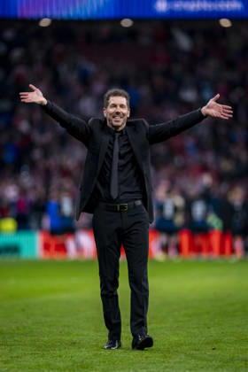 Atletico de Madrid v Club Brugge KV - UEFA Champions League 2025 26 League Knockout Play-off Second Leg Diego Pablo Simeone, head coach of Atletico de Madrid, celebrates after winning the UEFA Champions League 2025 26 League Knockout Play-off Second Leg match between Atletico de Madrid and Club Brugge KV at Estadio Riyadh Air Metropolitano on February 24, 2026 in Madrid, Spain. Madrid Estadio Riyadh Air Metropolitano Madrid Spain Copyright: xAlbertoxGardinx AGardin_20260224_Foot_Champ_Atl_Mad_Bru_1063
