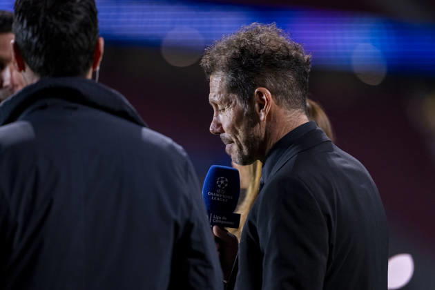 Atletico de Madrid v Club Brugge KV - UEFA Champions League 2025 26 League Knockout Play-off Second Leg Diego Pablo Simeone, head coach of Atletico de Madrid, is interviewed at the end of the the UEFA Champions League 2025 26 League Knockout Play-off Second Leg match between Atletico de Madrid and Club Brugge KV at Estadio Riyadh Air Metropolitano on February 24, 2026 in Madrid, Spain. Madrid Estadio Riyadh Air Metropolitano Madrid Spain Copyright: xAlbertoxGardinx AGardin_20260224_Foot_Champ_Atl_Mad_Bru_1071