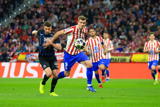 Spain - Atletico de Madrid vs Club Brugge KV - 24 02 2026 SPAIN, MADRID, FEBRUARY 24. Alexander Sorloth of Atletico de Madrid duels for the ball with Brandon Mechele of Brugge during the UEFA Champions League Knockout Play-off Second Leg football match between Atletico de Madrid and Club Brugge KV at Estadio Riyadh Air Metropolitano on February 24, 2026 in Madrid, Spain. Photo by Manuel Blondeau AOP.Press Madrid Riyadh Air Metropolitano Spain Copyright: x ManuelxBlondeau AOP.Pressx AOP20260224-0104