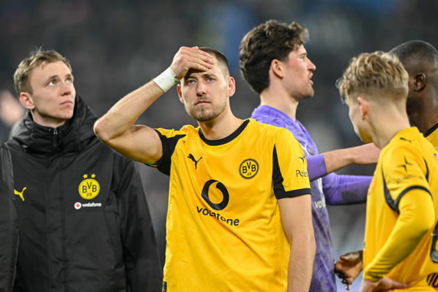 Waldemar Anton Borussia Dortmund looks dejected during the UEFA Champions League 2025 26 League Knockout Play off Second Leg match between Atalanta BC and Borussia Dortmund at Stadio di Bergamo on February 25, 2026 in Bergamo, Italy Photo by Harry Langer DeFodi Images