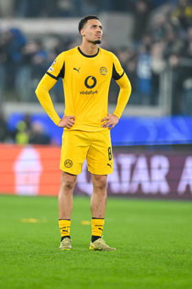 Felix Nmecha Borussia Dortmund Looks on during the UEFA Champions League 2025 26 League Knockout Play off Second Leg match between Atalanta BC and Borussia Dortmund at Stadio di Bergamo on February 25, 2026 in Bergamo, Italy Photo by Harry Langer DeFodi Images