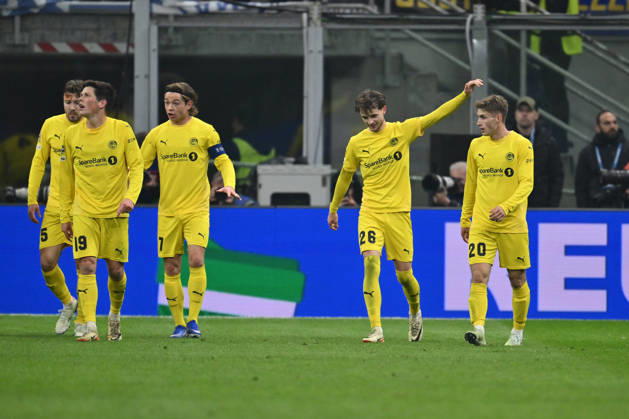 FC Internazionale Milano v FK Bodo Glimt - UEFA Champions League 2025 26 League Knockout Play-off First Leg Hakon Evjen of FK Bodo Glimt celebrates after scoring the goal of 0-2 during the UEFA Champions League 2025 26 League Knockout Play-off Second Leg match between F.C. Inter and FK Bodo Glimt at the San Siro Stadium on February 24, 2026 in Milan, Italy. Milan Italy Copyright: xDomenicoxCippitellix xSOPAxImagesx CD1_5263