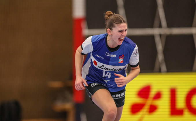 GER, Bensheim, HSG Bensheim Auerbach Flames vs HSG Blomberg Lippe, Alsco Handball Bundesliga Frauen, Handball, DHB, Season 2025 2026, Weststadthalle Bensheim, 19 Matchday in picture Ona Veguà HSG Blomberg Lippe 14 , Goal, jubilation and emotions against the Bensheim Flames DFB DFL REGULATIONS PROHIBIT ANY USE OF PHOTOGRAPHS AS IMAGE SEQUENCES AND OR QUASI VIDEO, 28 02 2026 Copyright: HMBxMedia HendrikxHamelau