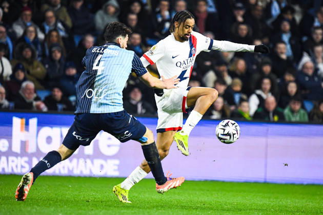 FOOTBALL : AC Le Havre vs Paris SG - Ligue 1 McDonald s - JournÃ e 24 - 28 02 2026 Bradley Barcola (Paris SG) Le HavreFrance  Copyright: xBaptistexAutissierx