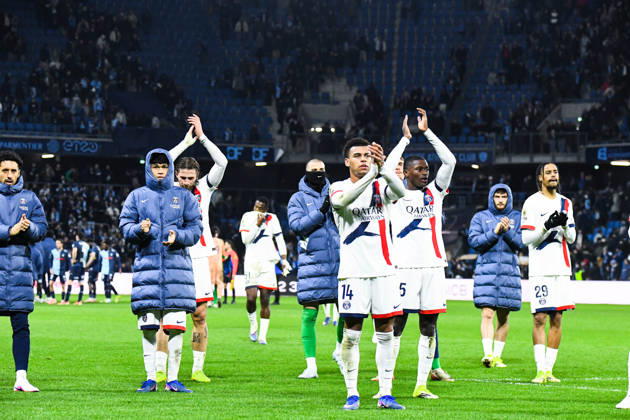 FOOTBALL : AC Le Havre vs Paris SG - Ligue 1 McDonald s - JournÃ e 24 - 28 02 2026 Joie des joueurs du PSG apres la victoire contre Le Havre Le HavreFrance  Copyright: xBaptistexAutissierx
