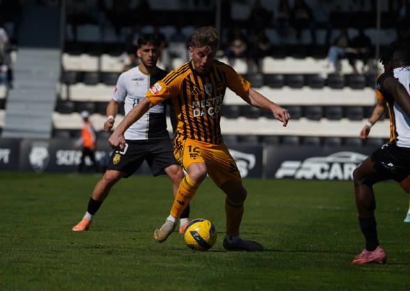 Liga Portugal 2 Meu Super Round 24 football match between SC Farense and Lusitania Lourosa FC, Faro, Portugal Faro, Portugal. 1 st Mar, 2026. Arsenio Nunes, Lourosa FC player, during the SC Farense 2 - 1 Lusitano Lourosa FC Round 24 match for the football Liga Portugal 2 Meu Super. Nuno Pires Veloso Alamy Live News Copyright: xNunoxPiresxVelosox