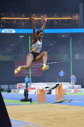 BERLIN, GERMANY - MARCH 6: Khaddi SAGNIA (SWE), Long Jump Women, during the ISTAF Indoor Berlin at Uber Arena Berlin, March 6, 2026 in Berlin, Germany. Berlin Germany Copyright: xx