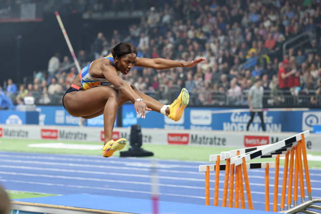 BERLIN, GERMANY - MARCH 6: Khaddi SAGNIA (SWE), Long Jump Women, during the ISTAF Indoor Berlin at Uber Arena Berlin, March 6, 2026 in Berlin, Germany. Berlin Germany Copyright: xO.Frankex