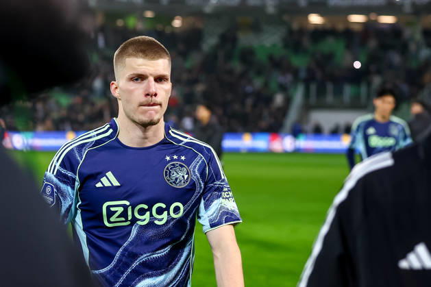 2026-03-07 FC Groningen v Ajax - Dutch Eredivisie GRONINGEN, NETHERLANDS - MARCH 7: Anton Gaaei of AFC Ajax is disappointed about the lose during the Dutch Eredivisie match between FC Groningen and Ajax at Stadion Euroborg on March 7, 2026 in Groningen, Netherlands. Groningen Stadion Euroborg Netherlands Content not available for redistribution in The Netherlands directly or indirectly through any third parties. Copyright: xPieterxvanxderxWoudex