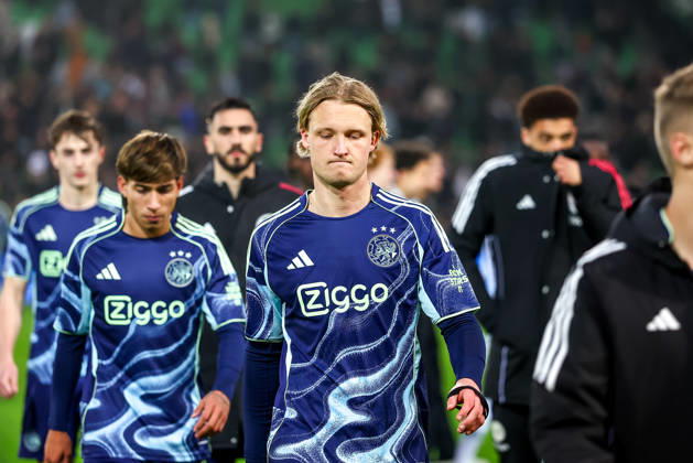 2026-03-07 FC Groningen v Ajax - Dutch Eredivisie GRONINGEN, NETHERLANDS - MARCH 7: Kasper Dolberg of AFC Ajax is disappointed about the lose during the Dutch Eredivisie match between FC Groningen and Ajax at Stadion Euroborg on March 7, 2026 in Groningen, Netherlands. Groningen Stadion Euroborg Netherlands Content not available for redistribution in The Netherlands directly or indirectly through any third parties. Copyright: xPieterxvanxderxWoudex
