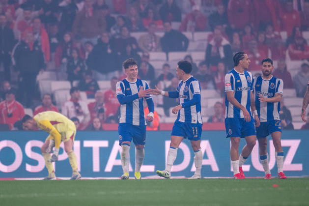 March 8, 2026, Lisboa, Lisboa, Portugal: LISBOA, PORTUGAL - MARCH 08: OSKAR PIETUSZEWSKI from FC Porto is seen celebrating his goal during the Liga Portugal Betclic 2025 26 League match between SL Benfica and FC Porto, at Estadio do Lisboa e Benfica on March 08, 2026 in Lisboa, Portugal Lisboa Portugal - ZUMAl192 20260308_zsp_l192_033 Copyright: xMiguelxLemosx