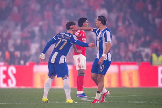 March 8, 2026, Lisboa, Lisboa, Portugal: LISBOA, PORTUGAL - MARCH 08: OSKAR PIETUSZEWSKI from FC Porto is seen celebrating his goal during the Liga Portugal Betclic 2025 26 League match between SL Benfica and FC Porto, at Estadio do Lisboa e Benfica on March 08, 2026 in Lisboa, Portugal Lisboa Portugal - ZUMAl192 20260308_zsp_l192_035 Copyright: xMiguelxLemosx