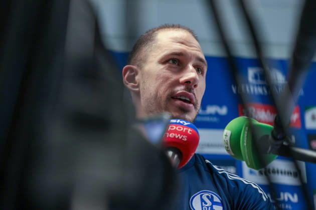 11 03 2026 Football training of FC Schalke 04 Media round with Nikola Katic FC Schalke 04 Gelsenkirchen Training ground FC Schalke 04 NRW Germany xRHR PHOTO YYx Copyright: RHR-FOTOx RHR-FOTO YY