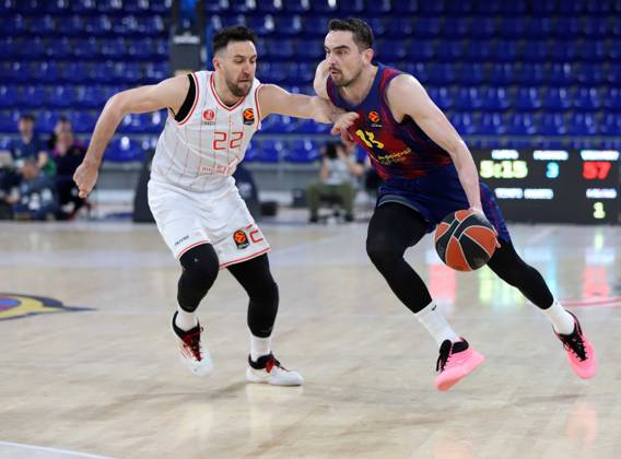 March 13, 2026, Sabadell, Barcelona, Spain: Barcelona Spain 13.03.2026 Tomas Satoransky ( FC Barcelona, Barca and Vasilije Micic (Hapoel Ibi Tel Aviv) battle for the ball during the Basketball Euroleague match between FC Barcelona and Hapoel Ibi Tel Aviv at Palau Blaugrana on13 March 2026 in Barcelona. Basketball Euroleague: FC Barcelona 75-80 Hapoel Ibi Tel Aviv - ZUMAu50_ 20260313_zsp_u50_023 Copyright: xXavixUrgelesx
