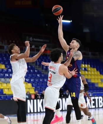 March 13, 2026, Sabadell, Barcelona, Spain: Barcelona Spain 13.03.2026 Willy Hernangomez ( FC Barcelona, Barca , Kesseler Edwards (Hapoel Ibi Tel Aviv) Elijah Bryant (Hapoel Ibi Tel Aviv) battle for the ball during the Basketball Euroleague match between FC Barcelona and Hapoel Ibi Tel Aviv at Palau Blaugrana on13 March 2026 in Barcelona. Basketball Euroleague: FC Barcelona 75-80 Hapoel Ibi Tel Aviv - ZUMAu50_ 20260313_zsp_u50_024 Copyright: xXavixUrgelesx
