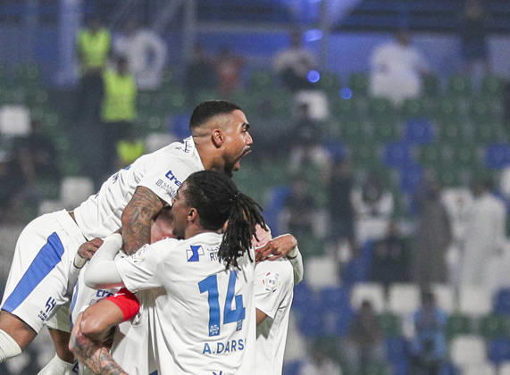 Saudi Arabia Football Saudi Pro League 2025 2026, Matchday 26 Al Fateh FC vs 1Al Hilal Maydan Tamweel Aloula Saudi Arabia Goal and goal celebration for Sergej Milinkovic Savic Al Hilal, 22 Malcom Al Hilal, 10 Abdulkarim Darisi Al Hilal, 14 Salem Al Dawsari Al Hilal, 29 Copyright: xOumaimaxSouaidix