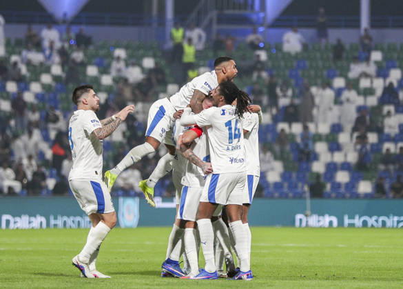 Saudi Arabia Football Saudi Pro League 2025 2026, Matchday 26 Al Fateh FC vs 1Al Hilal Maydan Tamweel Aloula Saudi Arabia Goal and goal celebration for Sergej Milinkovic Savic Al Hilal, 22 Malcom Al Hilal, 10 Abdulkarim Darisi Al Hilal, 14 Salem Al Dawsari Al Hilal, 29 Ruben Neves Ruben Neves Al Hilal, 8 Copyright: xOumaimaxSouaidix