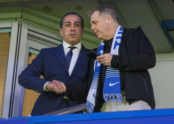 17 March 2026 - Chelsea v Paris Saint-Germain - Champions League - Stamford Bridge. Chelsea v Paris Saint-Germain - Champions League - Stamford Bridge. Chelsea co-owners Todd Boehly and Behdad Eghbali before the match. Picture : Mark Pain London England Copyright: xMarkxPainx