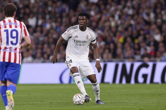 Real Madrid CF Vs Atletico Madrid in Spain - 22 Mar 2026 Aurelien Tchouameni of Real Madrid CF seen in action during the LaLiga EA Sports 2025 2026 week 29 football match between Real Madrid CF and Atletico Madrid at Santiago Bernabeu stadium. Final score: Real Madrid CF 3:2 Atletico Madrid. Madrid Spain Copyright: xFedericoxTitonex xSOPAxImagesx FTITONE_007