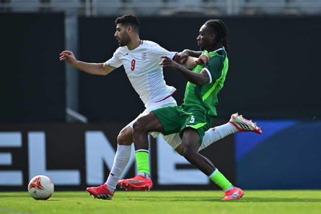 Iran v Nigeria - Friendlies ANTALYA, TURKIYE - MARCH 27: Mehdi Taremi (9) of Iran in action against Ogbu (5) of Nigeria during the friendly match between Iran and Nigeria at the Titanic Mardan Sports Complex in Antalya, Turkiye on March 27, 2026. Orhan Cicek Anadolu Antalya Turkey. Editorial use only. Please get in touch for any other usage.  Copyright: x2026xAnadoluxOrhanxCicekx