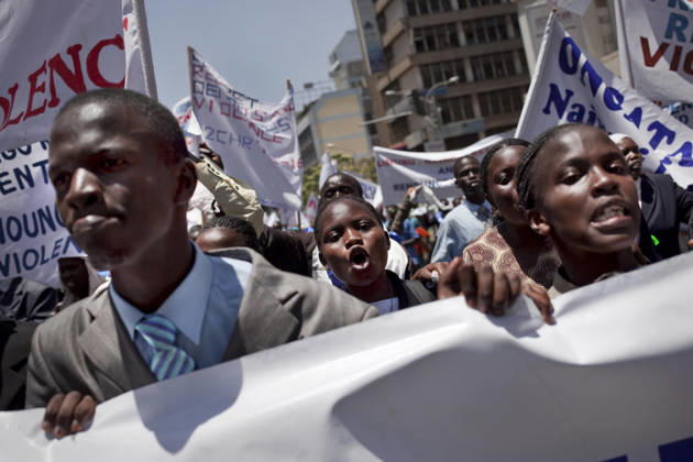 Feb 23, 2013 - Nairobi, Kenya - Demonstration in Nairobi against the violence that followed the 2007 elections and calling for peaceful elections next 4th of March. Copyright: xPauxRigolx