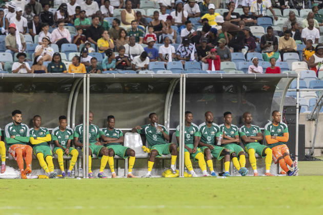 South African bench during the International Friendly, Länderspiel, Nationalmannschaft between South Africa and Panama, held as part of preparations for the 2026 World Cup, at Moses Mabhida Stadium in Durban on 27 March 2026. Photo: Sportzpics Copyright: xSportzpicsx xSportsxPressxPhotox Sportspressphoto_SPR122083