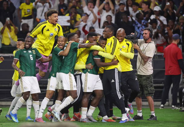 International Soccer Friendly - South Africa vs Panama Players of South Africa celebrate after scoring during the International Friendly, Länderspiel, Nationalmannschaft game between South Africa and Panama at Cape Town Stadium, South Africa on 31 March 2026. Cape Town South Africa  Copyright: xGAVINxBARKERx