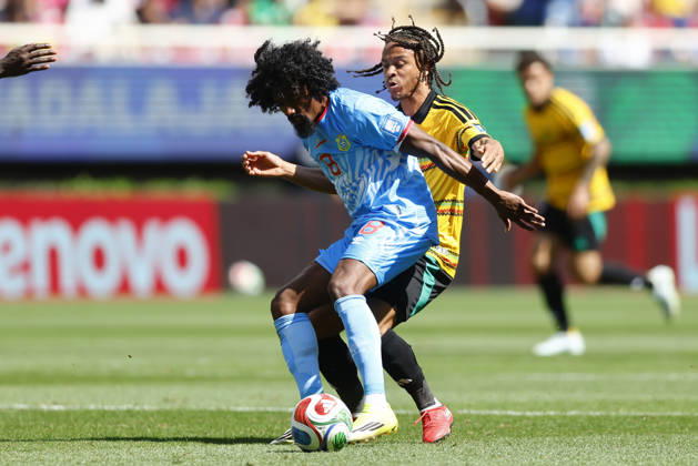 RD Congo v Jamaica - 2026 FIFA World Cup, WM, Weltmeisterschaft, Fussball Qualifying ZAPOPAN, MEXICO- MARCH 31: Samuel Moutoussamy (L) of RD Congo fights for the ball with Leon Bailey (R) of Jamaica during a World Cup 2026 playoff qualifying football match between RD Congo and Jamaica, at the Guadalajara Stadium in Zapopan, Mexico on March 31, 2026. Stringer Anadolu Zapopan Mexico. Editorial use only. Please get in touch for any other usage.  Copyright: x2026xAnadoluxStringerx