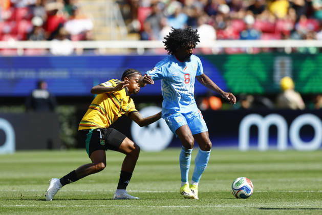 RD Congo v Jamaica - 2026 FIFA World Cup, WM, Weltmeisterschaft, Fussball Qualifying ZAPOPAN, MEXICO- MARCH 31: Samuel Moutoussamy (R) of RD Congo fights for the ball with Leon Bailey (L) of Jamaica during a World Cup 2026 playoff qualifying football match between RD Congo and Jamaica, at the Guadalajara Stadium in Zapopan, Mexico on March 31, 2026. Stringer Anadolu Zapopan Mexico. Editorial use only. Please get in touch for any other usage.  Copyright: x2026xAnadoluxStringerx