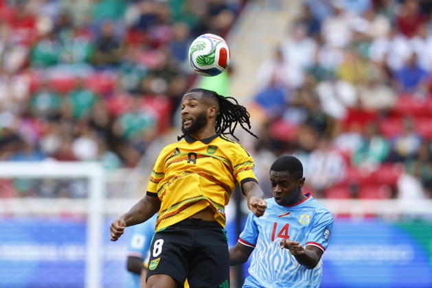 RD Congo v Jamaica - 2026 FIFA World Cup, WM, Weltmeisterschaft, Fussball Qualifying ZAPOPAN, MEXICO - MARCH 31: Noah Sadiki (R) of RD Congo fights for the ball with Kasey Palmer (L) of Jamaica during a World Cup 2026 playoff qualifying football match between RD Congo and Jamaica, at the Guadalajara Stadium in Zapopan, Mexico on March 31, 2026. Stringer Anadolu Zapopan Mexico. Editorial use only. Please get in touch for any other usage.  Copyright: x2026xAnadoluxStringerx