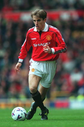 Manchester United, ManU V Everton, Premier League Philip Neville of Manchester United on the ball during the Premier League match between Manchester United and Everton at Old Trafford on March 21, 1999 in Manchester, England. Manchester Old Trafford England United Kingdom Copyright: xAllstarxPicturexLibraryxLtdx