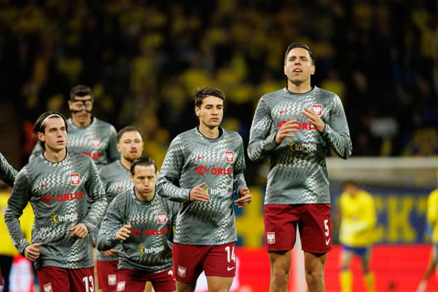 Jakub Kiwior and Jan Bednarek seen during World Cup 2026 european play off final game between national teams of Poland and Sweden (Maciej Rogowski Ball Raw Images) Solna Strawberry Arena Sweden Copyright: xMaciejxRogowskix maciejrogowski_szwecja_polska_2526-64