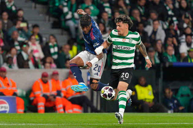 Sporting CP Vs Arsenal FC in Lisbon, Portugal - 07 Apr 2026 Noni Madueke of Arsenal FC (L) and Maximiliano Araujo of Sporting CP (R) seen in action during the UEFA Champions League 2025 26 Quarter-finals 1st leg between Sporting CP and Arsenal FC at Estadio Jose Alvalade. Final score: Sporting CP 0:1 Arsenal FC Lisbon Portugal Copyright: xBrunoxdexCarvalhox xSOPAxImagesx brunodecarvalho_sportingarsenal-1230
