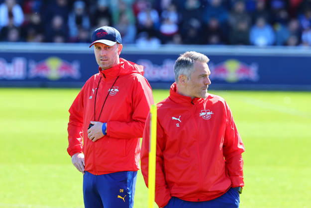 RB Leipzig Training Bundesliga Leipzig, 07 04 2026, Training Center Cottaweg, Soccer Bundesliga , RB Leipzig Training , In the picture from l Trainer Ole Werner RB Leipzig , Co Trainer Jan Zimmermann RB Leipzig , Picture Point