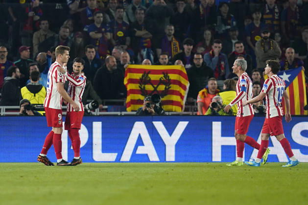 ESP: FC Barcelona, Barca - Atletico de Madrid. UEFA Champions League. Quarter-Finals, first leg. Alexander Sorloth of Atletico de Madrid celebrates the 0-2 during UEFA Champions League match, Quarter-Finals, first leg, between FC Barcelona and Atletico de Madrid played at Spotify Camp Nou Stadium on April 8, 2026 in Barcelona, Spain. kpng Copyright: xSergioxRuizx xPRESSINPHOTOx PS_260408_BAR_ATL_CH_2526_382
