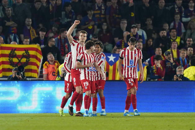 ESP: FC Barcelona, Barca - Atletico de Madrid. UEFA Champions League. Quarter-Finals, first leg. Alexander Sorloth of Atletico de Madrid celebrates the 0-2 during UEFA Champions League match, Quarter-Finals, first leg, between FC Barcelona and Atletico de Madrid played at Spotify Camp Nou Stadium on April 8, 2026 in Barcelona, Spain. kpng Copyright: xSergioxRuizx xPRESSINPHOTOx PS_260408_BAR_ATL_CH_2526_385