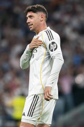 REAL MADRID CF v GIRONA. LA LIGA 2025 2026. ROUND 31. REAL MADRID CF v GIRONA FC. LA LIGA 2025 2026. ROUND 31. Real Madrid CFÂ s Federico Valverde celebrates a goal during La Liga match. April 10, 2026 (ALTERPHOTOS Tomas Garrido) MadridSpain Copyright: xTomasxGarridox