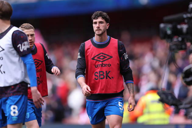 11th April 2026; Emirates Stadium, London, England; Premier League Football, Arsenal versus Bournemouth; Marcos Senesi of Bournemouth warms up ahead of kick-off KatiexChan