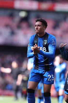 11th April 2026; Emirates Stadium, London, England; Premier League Football, Arsenal versus Bournemouth; James Hill of Bournemouth after the match KatiexChan