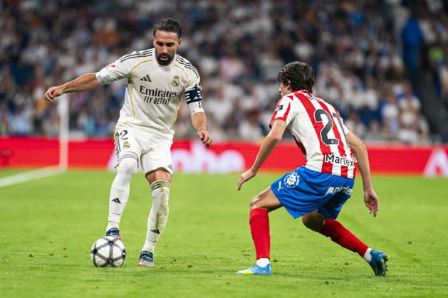 REAL MADRID CF v GIRONA. LA LIGA 2025 2026. ROUND 31. REAL MADRID CF v GIRONA FC. LA LIGA 2025 2026. ROUND 31. Real Madrid CFÂ s Dani Carvajal and Girona FCÂ s Bryan Gil during La Liga match. April 10, 2026 (ALTERPHOTOS Tomas Garrido) MadridSpain Copyright: xTomasxGarridox