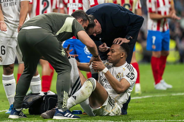 REAL MADRID CF v GIRONA. LA LIGA 2025 2026. ROUND 31. REAL MADRID CF v GIRONA FC. LA LIGA 2025 2026. ROUND 31. Real Madrid CFÂ s Kylian Mbappe with blood in her face during La Liga match. April 10, 2026 (ALTERPHOTOS Tomas Garrido) MadridSpain Copyright: xTomasxGarridox