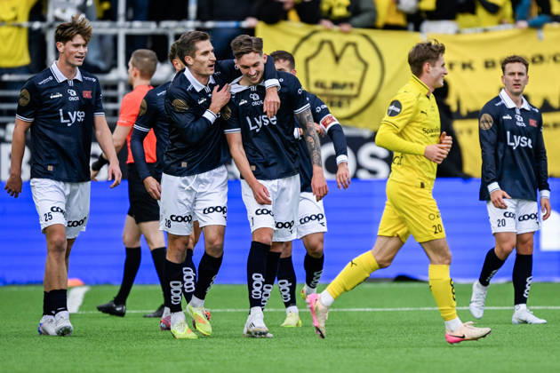 Eliteserien in football 2026 Viking Bodo Glimt Stavanger 20260411 Vikings players celebrate after the 2 0 goal by Vikings Kristoffer Askildsen during the elite series football match between Viking and Bodo Glimt at Lyse Arena in Stavanger Photo Carina Johansen NTB Stavanger Norway EDITORIAL USE ONLY RESTRICTED USE FOR BETTING COMPANIES Copyright: xCarinaxJohansenx xNTBx