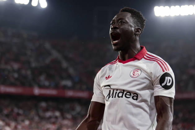 Sevilla FC v Atletico de Madrid - LaLiga EA Sports Akor Adams of Sevilla FC celebrates a goal during the La Liga EA Sports match between Sevilla FC and Atletico de Madrid at Ramon Sanchez Pizjuan in Seville, Spain, on April 11, 2026. Seville Spain Copyright: xJosexLuisxContrerasx originalFilename:joseluiscontreras-sevillaf260411_npJo7