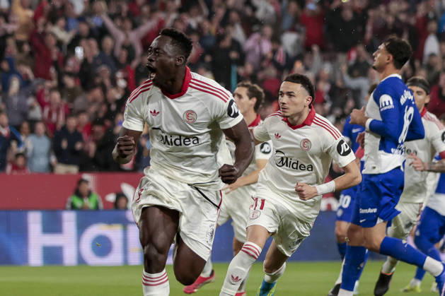 Sevilla FC v Atletico de Madrid - LaLiga EA Sports Akor Adams of Sevilla FC celebrates a goal during the La Liga EA Sports match between Sevilla FC and Atletico de Madrid at Ramon Sanchez Pizjuan in Seville, Spain, on April 11, 2026. Seville Spain Copyright: xJosexLuisxContrerasx originalFilename:joseluiscontreras-sevillaf260411_npfO5