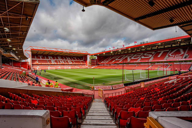 Premier League: Nottingham Forest v Aston Villa A general view of the pitch and stands during the Premier League match Nottingham Forest vs Aston Villa at City Ground, Nottingham, United Kingdom on 12 April 2026 (Photo by Maynard Manyowa News Images) Nottingham City Ground Nottinghamshire United Kingdom Copyright: xMaynardxManyowa NewsxImagesx