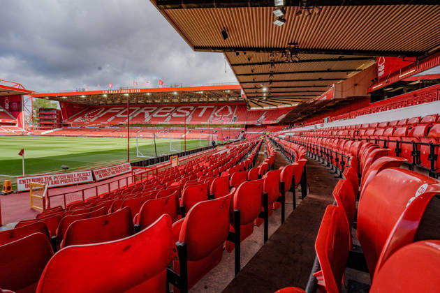 Premier League: Nottingham Forest v Aston Villa A general view of the pitch and stands during the Premier League match Nottingham Forest vs Aston Villa at City Ground, Nottingham, United Kingdom on 12 April 2026 (Photo by Maynard Manyowa News Images) Nottingham City Ground Nottinghamshire United Kingdom Copyright: xMaynardxManyowa NewsxImagesx